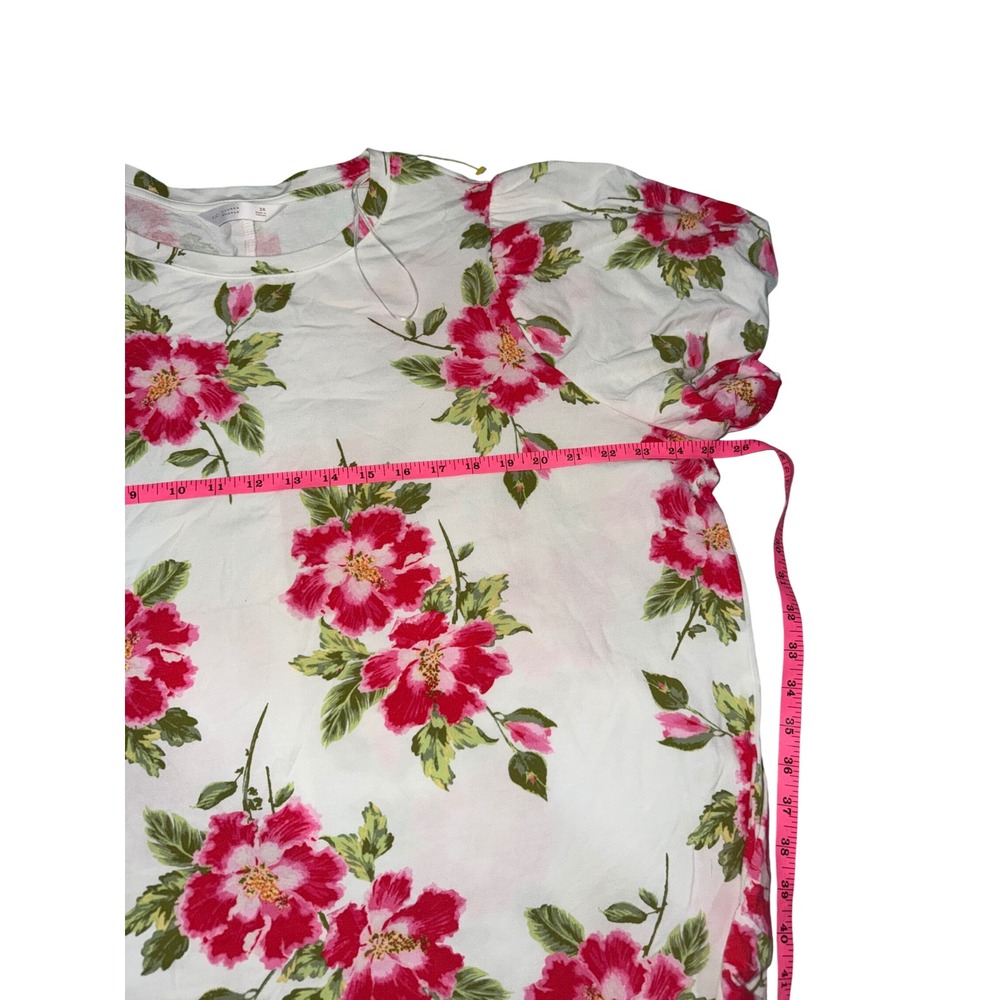 Lauren Conrad Womens Plus White Pink Floral Puff Sleeve Top Size 2X‎ - Picture 4 of 8